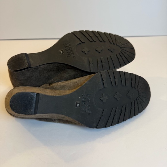 Franco Sarto Grey‎ Brown Suede Wedge Mules - Picture 6 of 8